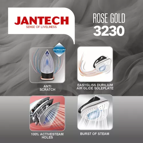 خرید و قیمت اتو بخار پروگلاید ژانومه مدل ROSE GOLD 3230