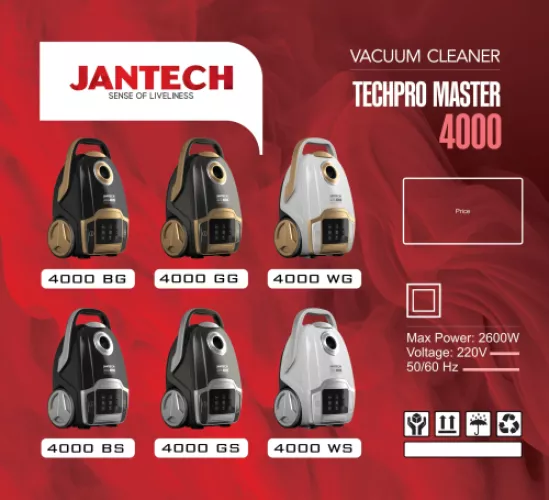 خرید و قیمت جاروبرقی جانتک مدل TECHPRO MASTER 4000 BS رنگ مشکی نقره ای