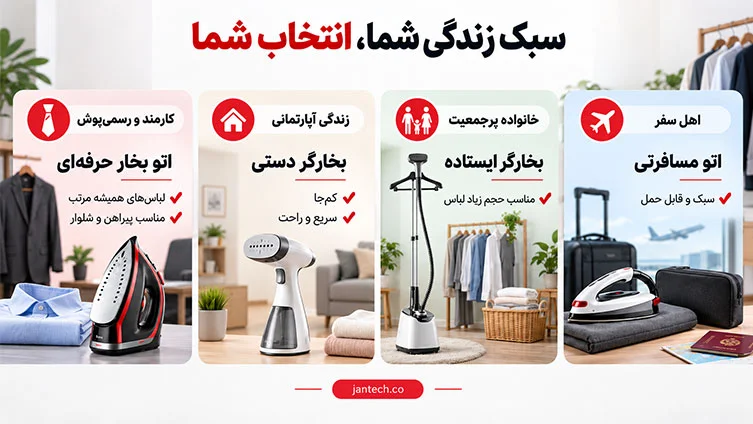 مقایسه انواع اتو و بخارگرهای کوچک و بزرگ